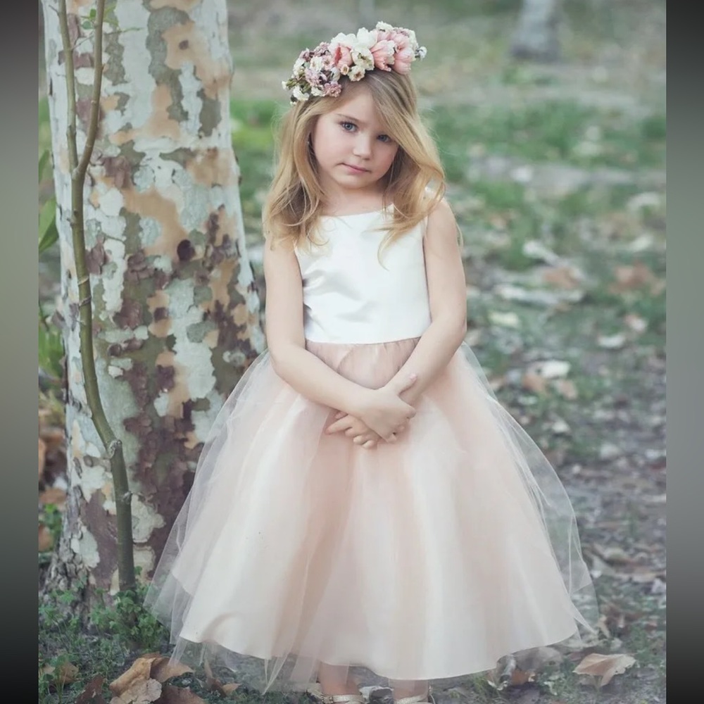 NWT Petite Adele Hannah Special Occasion Dress Blush Pink Flower Girl 7-8 Z321